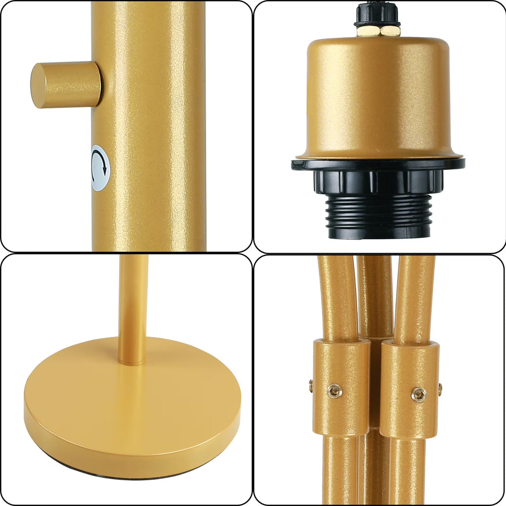 3 Lights Gold Arc Floor Lamps for Living Room, 78" Tall Standing Lamp with Hanging Drum Shade, Modern Arc Floor Lamps with Heavy Base, Mid Century Arched Tree Floor Lamp for Bedroom, Office