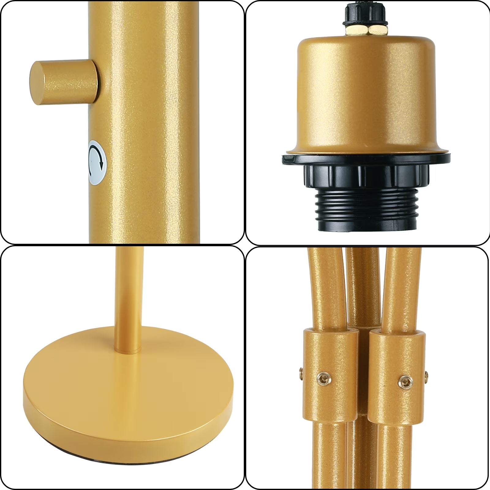 3 Lights Gold Arc Floor Lamps for Living Room, 78" Tall Standing Lamp with Hanging Drum Shade, Modern Arc Floor Lamps with Heavy Base, Mid Century Arched Tree Floor Lamp for Bedroom, Office