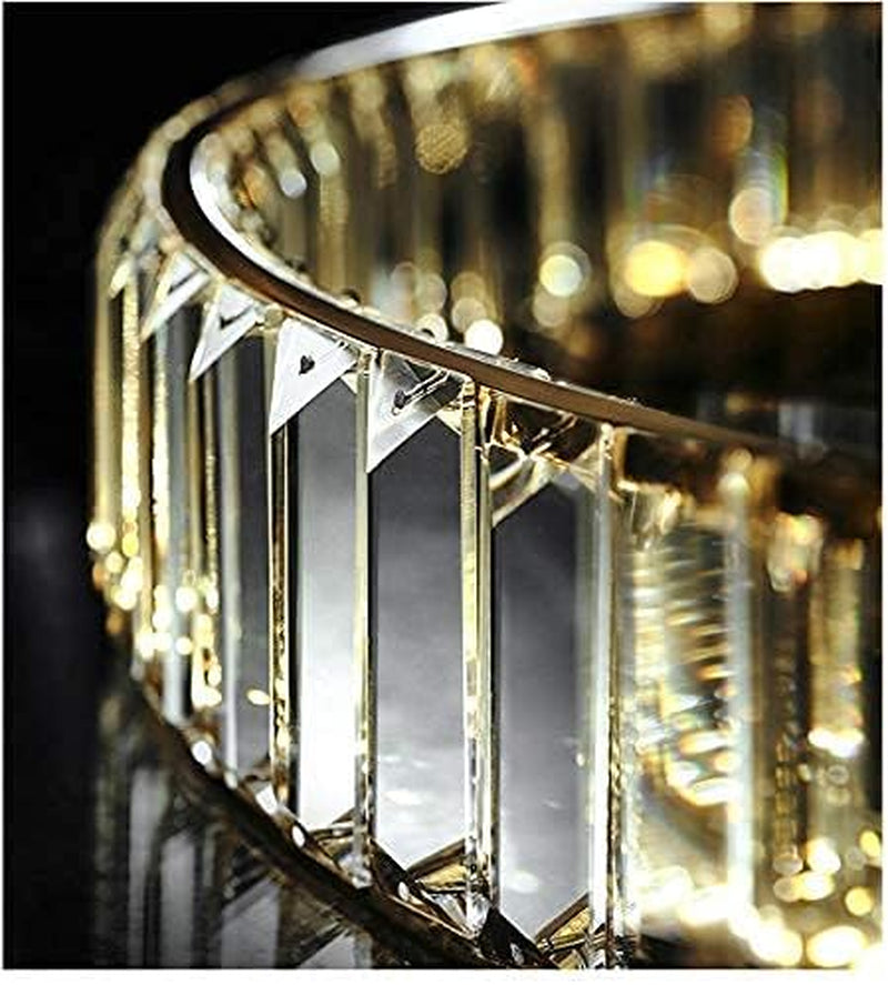 Stunning Modern Gold Crystal Chandelier - Dimmable 24" Round Pendant Light with Remote Control for Elegant Living Spaces