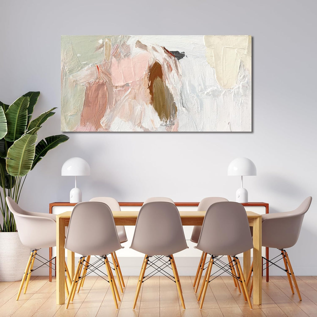 Stunning Pink and White Abstract Canvas Wall Art for Living Room - Perfect Wall Decor for Bedroom, Office, Kitchen and More - 20" x 40"
