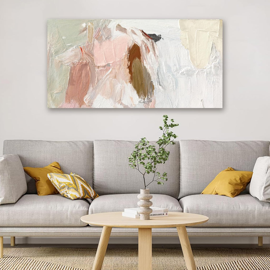 Stunning Pink and White Abstract Canvas Wall Art for Living Room - Perfect Wall Decor for Bedroom, Office, Kitchen and More - 20" x 40"
