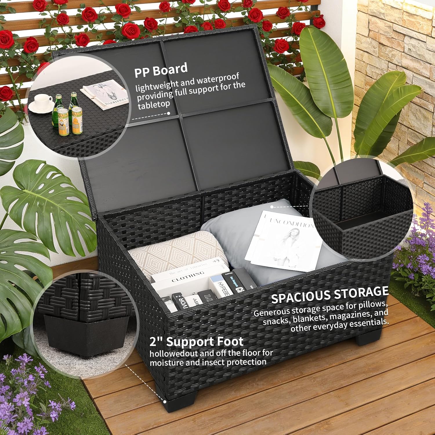 Luxurious 7-Piece Modern Patio Furniture Set with Stylish Light Grey Cushions and Convenient Storage Table