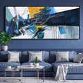 Transform Your Space with Our Extra Large Blue Abstract Framed Canvas Wall Art - Perfect for Living Rooms, Bedrooms, and More (70x31 Inches)