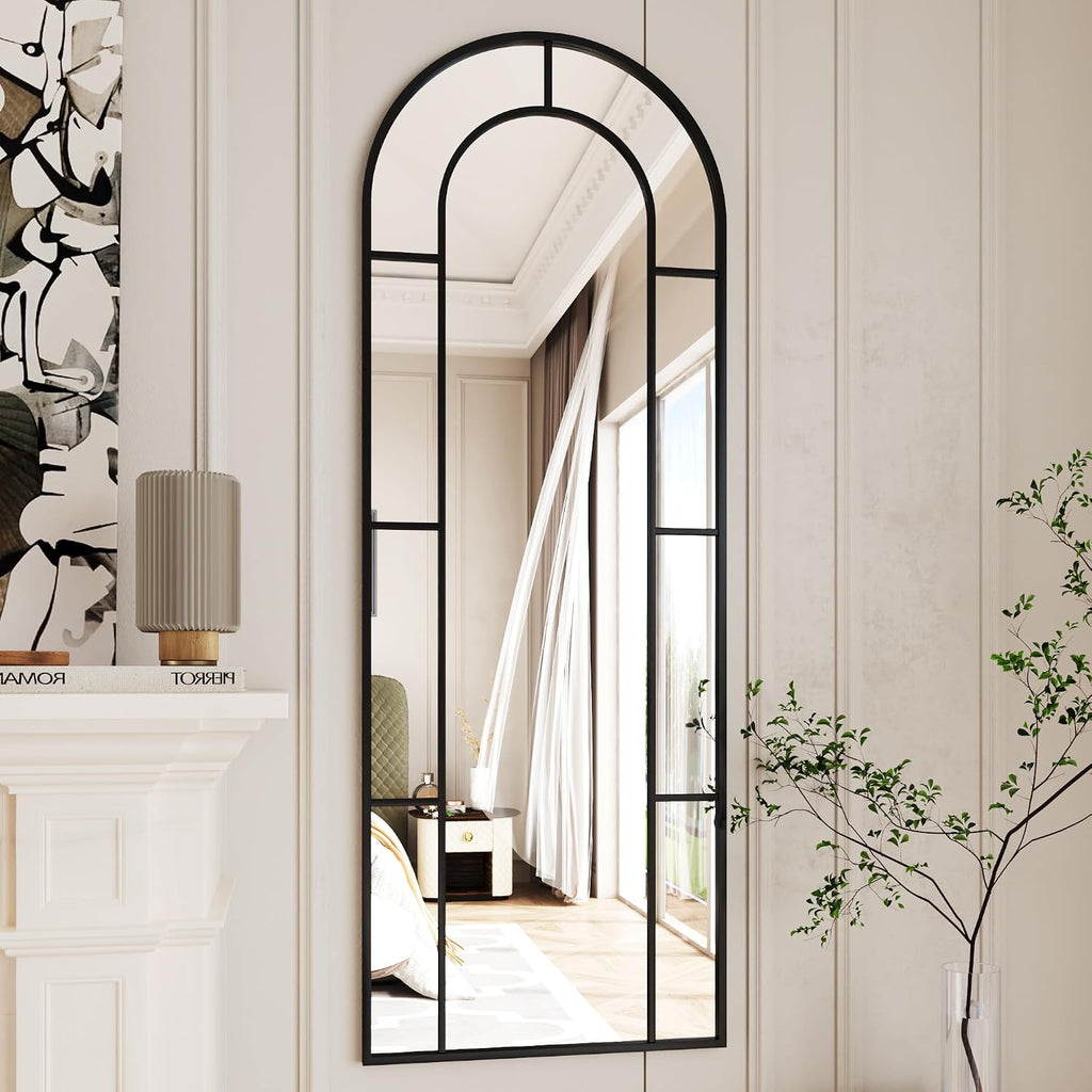 Stunning Full-Length Arched Mirror - 21" x 58" Black Window Design for Elegant Home Decor
