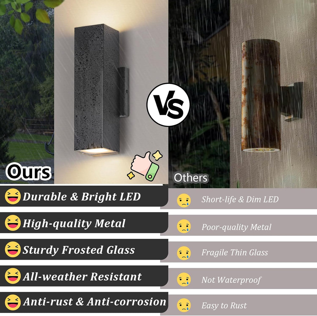 Illuminate Your Outdoors with the Stylish 4-Pack LED Up and Down Wall Sconces – Modern Black Porch Lights for Every Space