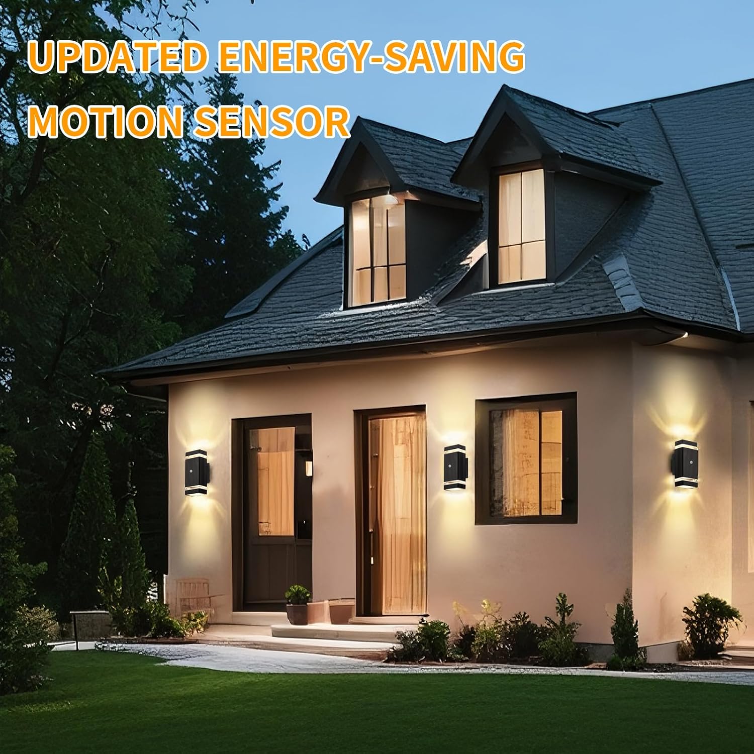 Illuminate Your Outdoors with Motion Sensor Aluminum Wall Lights - Stylish Up & Down Fixture for Garages, Porches, and Doorways