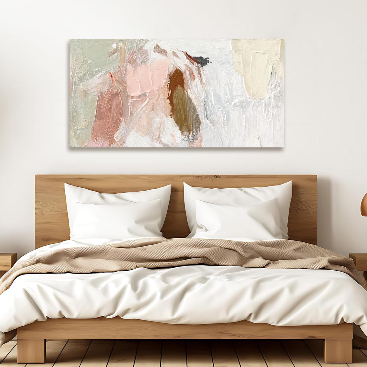 Stunning Pink and White Abstract Canvas Wall Art for Living Room - Perfect Wall Decor for Bedroom, Office, Kitchen and More - 20" x 40"