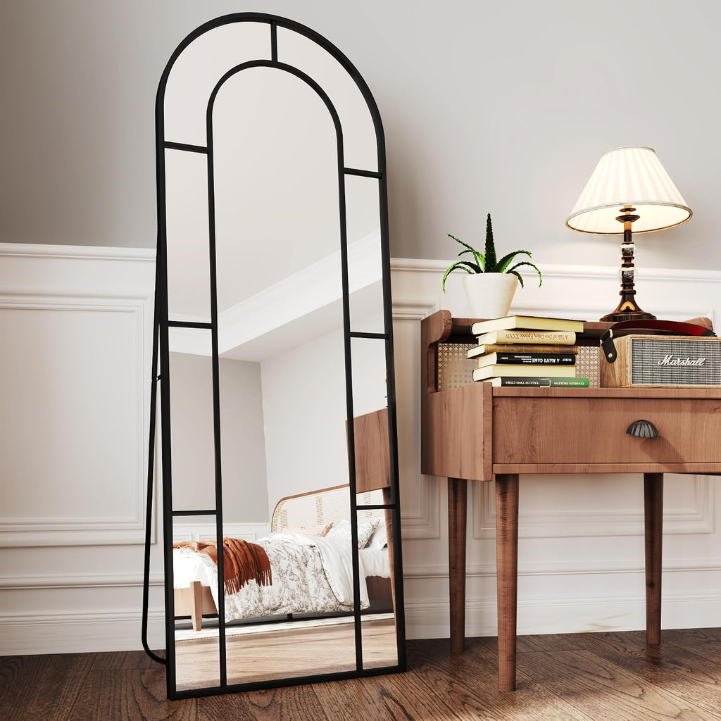 Stunning Full-Length Arched Mirror - 21" x 58" Black Window Design for Elegant Home Decor