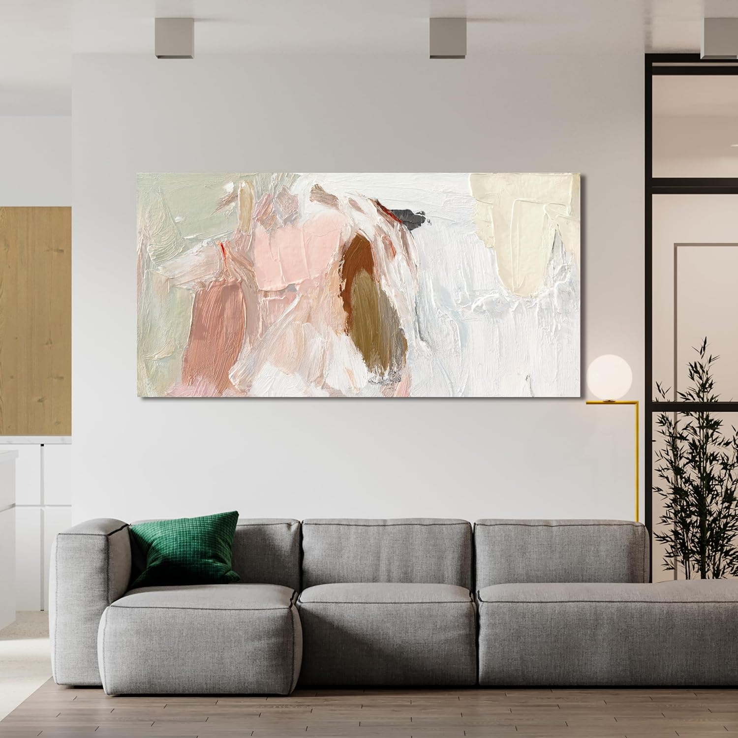 Stunning Pink and White Abstract Canvas Wall Art for Living Room - Perfect Wall Decor for Bedroom, Office, Kitchen and More - 20" x 40"