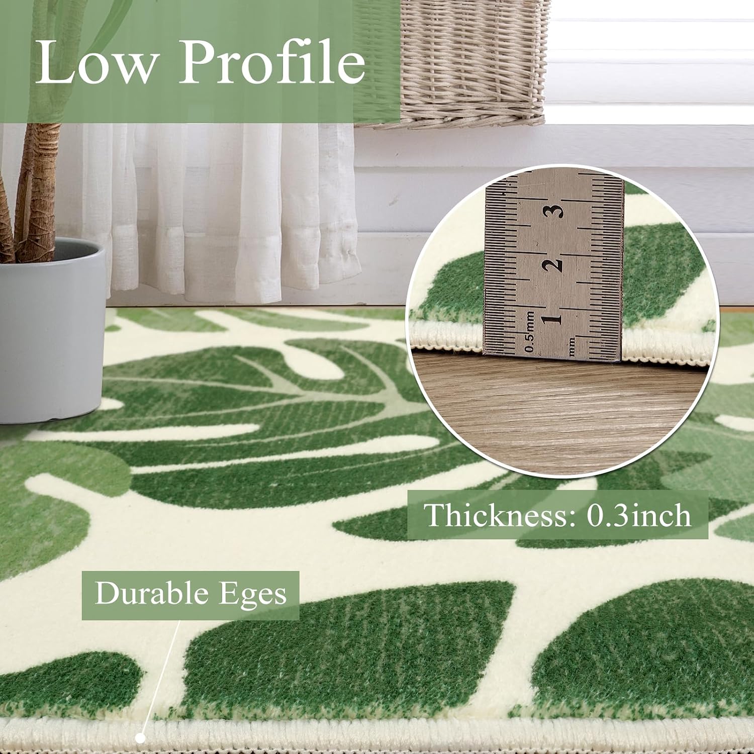 Transform Your Space with the Leaf Indoor Outdoor Area Rug – 5x7 Green Washable Accent for Living Room, Patio, and Dining Room