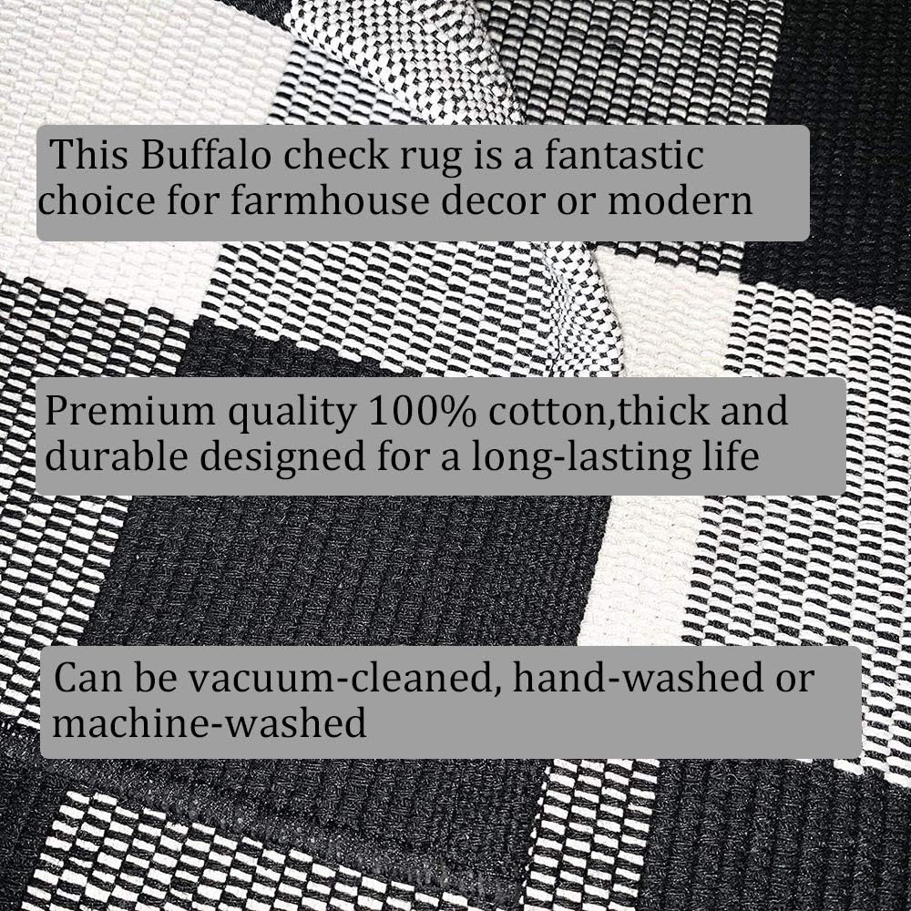 Chic Buffalo Plaid Outdoor Rug - 27.5''X43'' Black & White Check Area Rug Perfect for Layering and Seasonal Decor