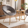 Luxurious Grey Velvet Accent Chair with Golden Metal Frame – Stylish Mid-Century Lounge Sofa for Relaxation