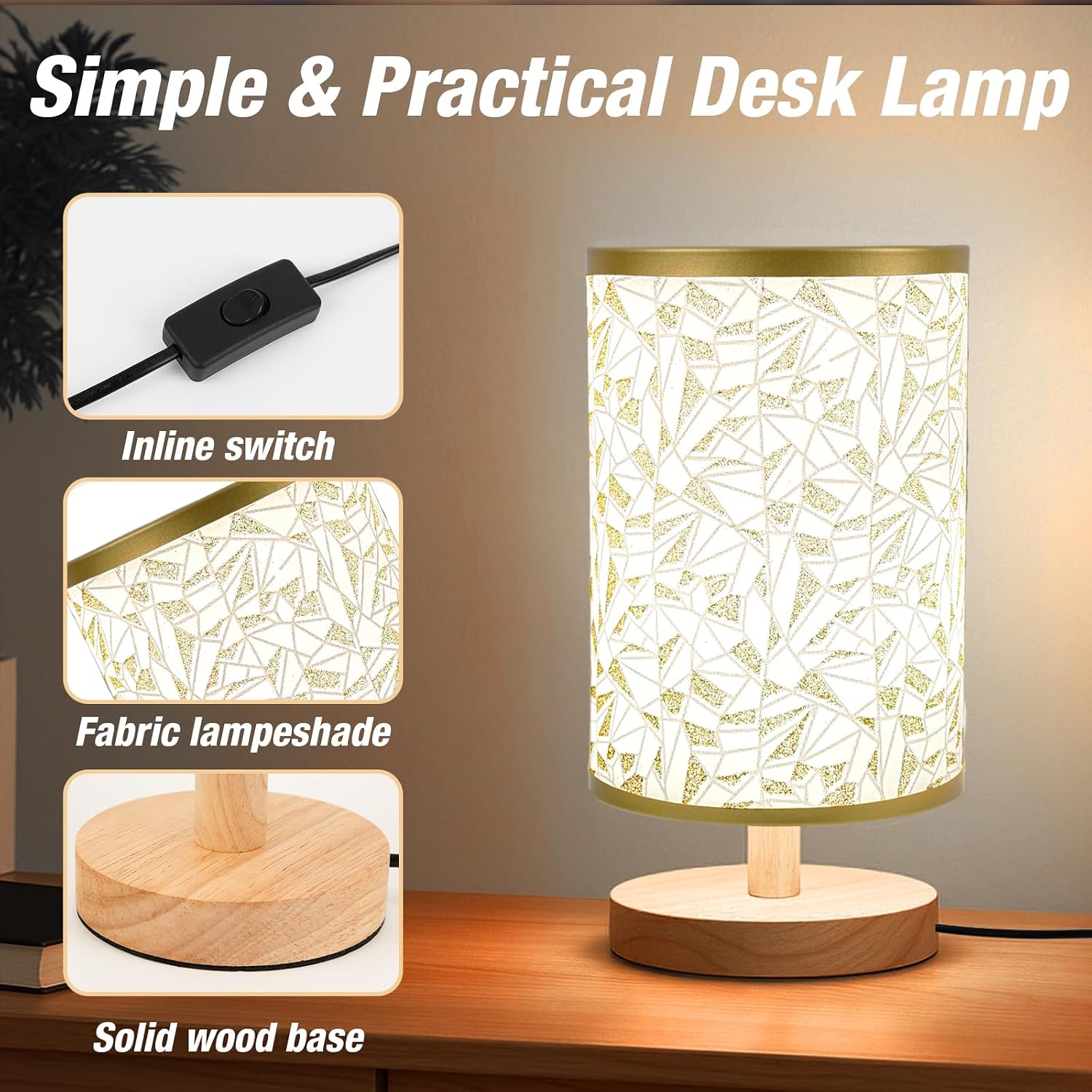 Chic Rose Gold Desk Lamp with Flaxen Shade - Perfect for Bedrooms, Offices, and Nightstands