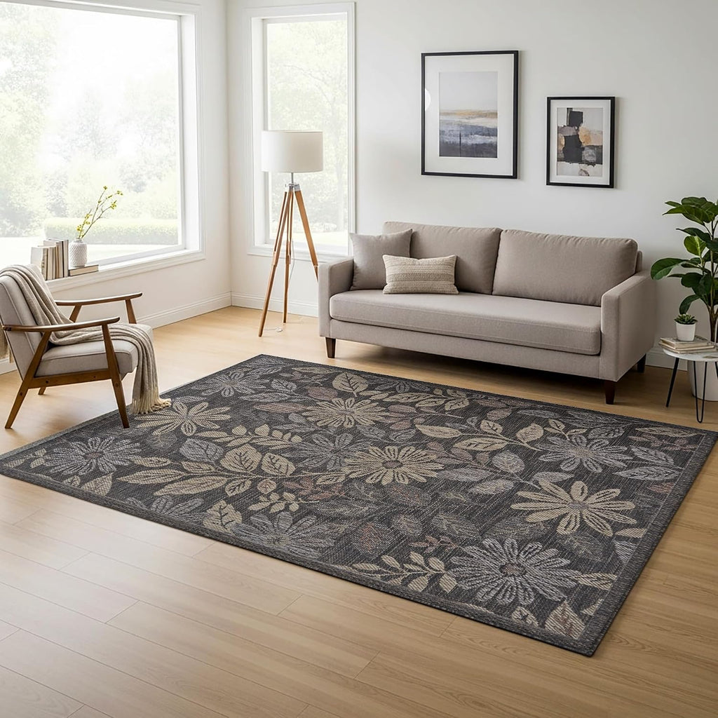 Elevate Your Space with the Thomasville Nomad Flatweave Area Rug - 5'3" x 7' Stain & UV Resistant Design for Indoor and Outdoor Use in Rich Brown