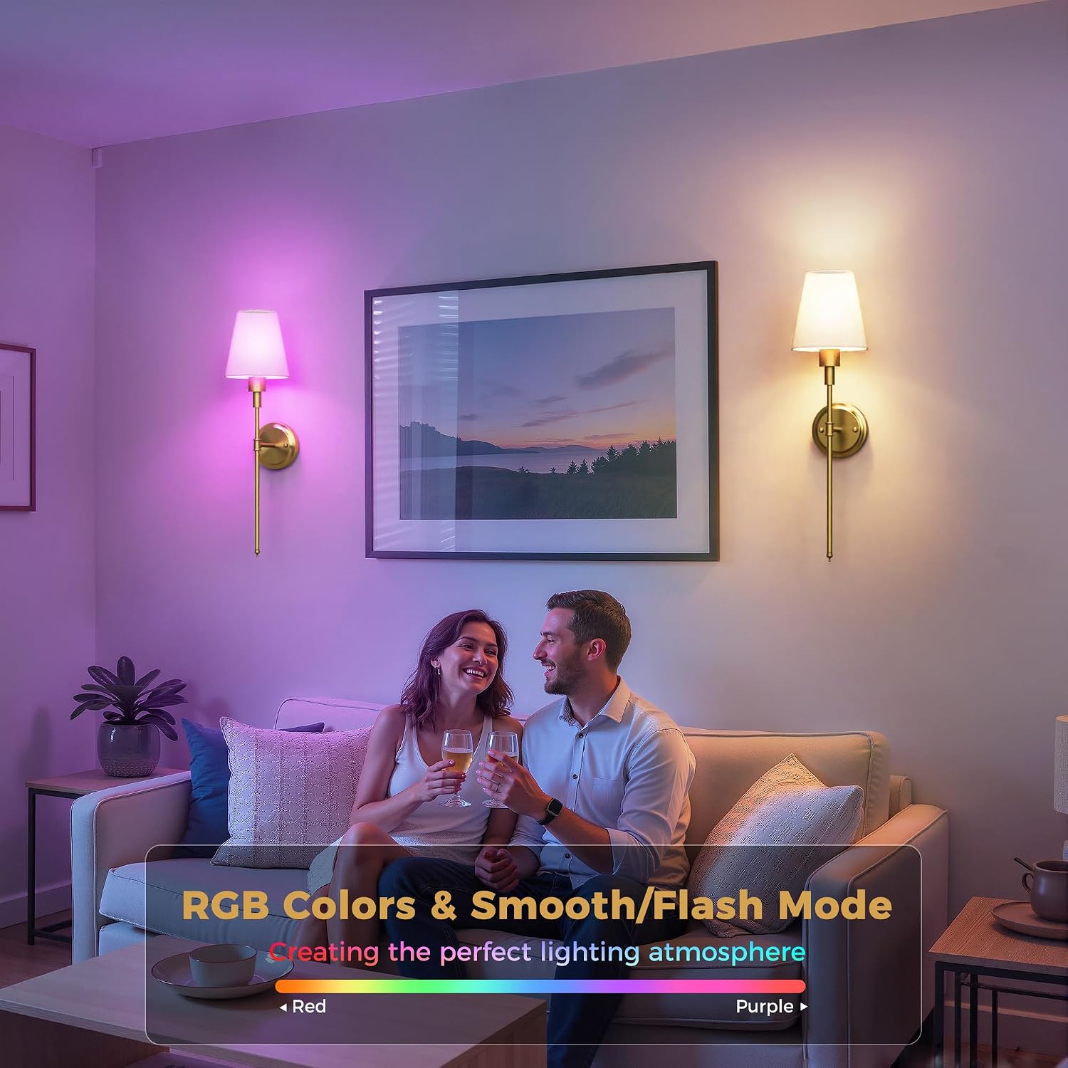 Illuminate Your Space with Our Set of 2 Battery Operated Wall Sconces - Stylish Gold Design with Wireless Remote Control and Adjustable Brightness