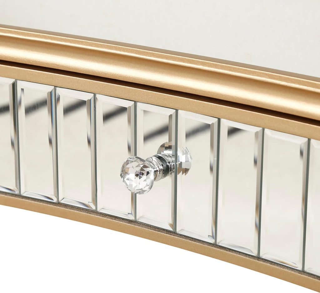 Stylish 47-Inch Mirrored Console Table with Crystal Knob - Modern Glam Entryway Table for Living Room and Hallway