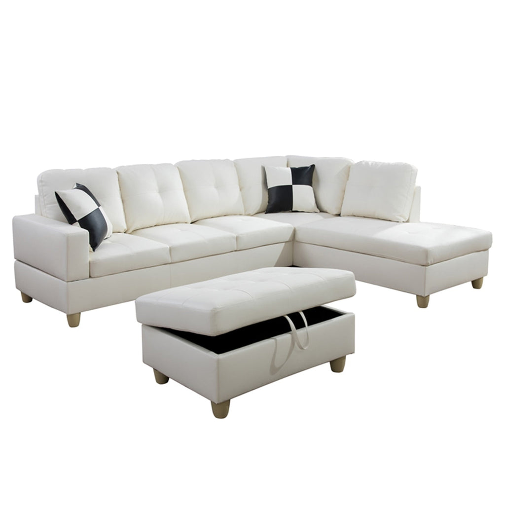Stylish White L-Shaped Convertible Sectional Sofa for Small Spaces - Perfect for Modern Living Rooms