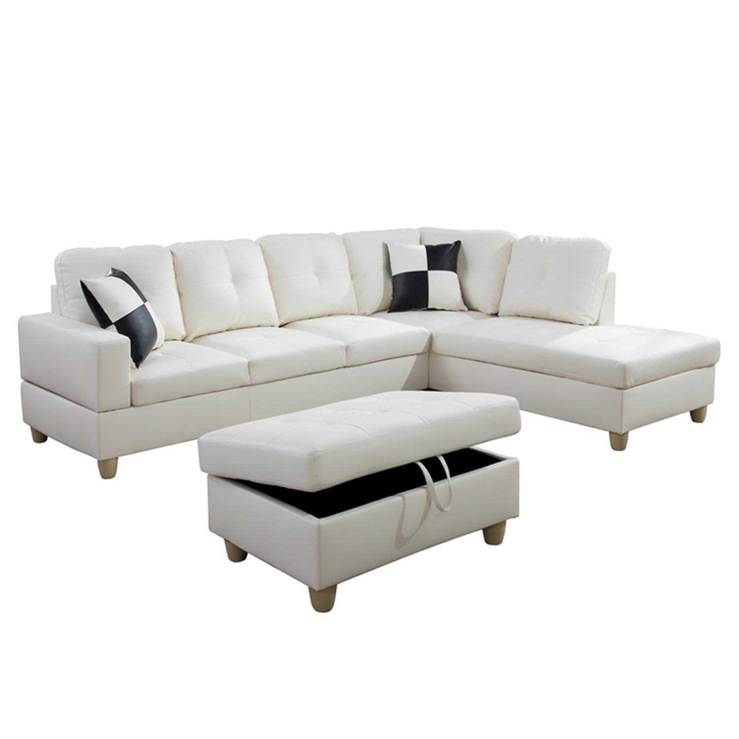 Stylish White L-Shaped Convertible Sectional Sofa for Small Spaces - Perfect for Modern Living Rooms