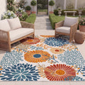 Transform Your Space with the SAFAVIEH Cabana Collection Washable Area Rug - 9' x 12', Cream & Red Floral Design, Perfect for Indoor and Outdoor Use!