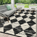 Stylish Waterproof Checkered Outdoor Rug - 5' x 8' Reversible Plastic Mat for Patio, RV, and Beach Adventures