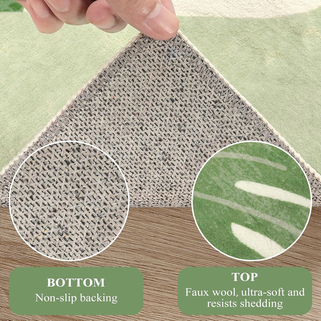 Transform Your Space with the Leaf Indoor Outdoor Area Rug – 5x7 Green Washable Accent for Living Room, Patio, and Dining Room