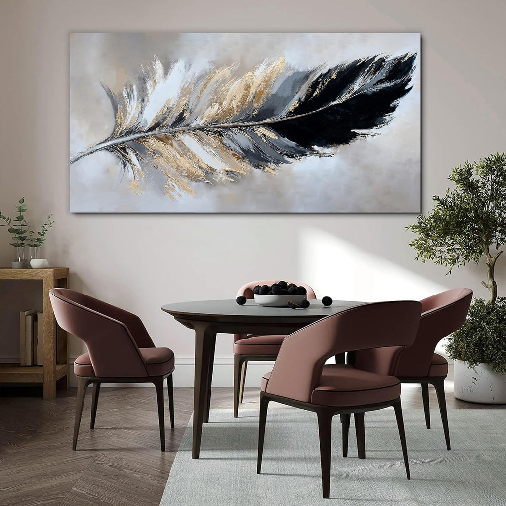 Transform Your Space with Modern Grey and Gold Abstract Canvas Wall Art - Perfect for Living Room, Bedroom, and Dining Room Decor - 24" x 48" Ready to Hang Artwork