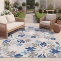 Transform Your Space with the SAFAVIEH Washable Floral Area Rug - 8' x 10', Grey & Blue, Non-Shedding, Perfect for Indoor & Outdoor Use!