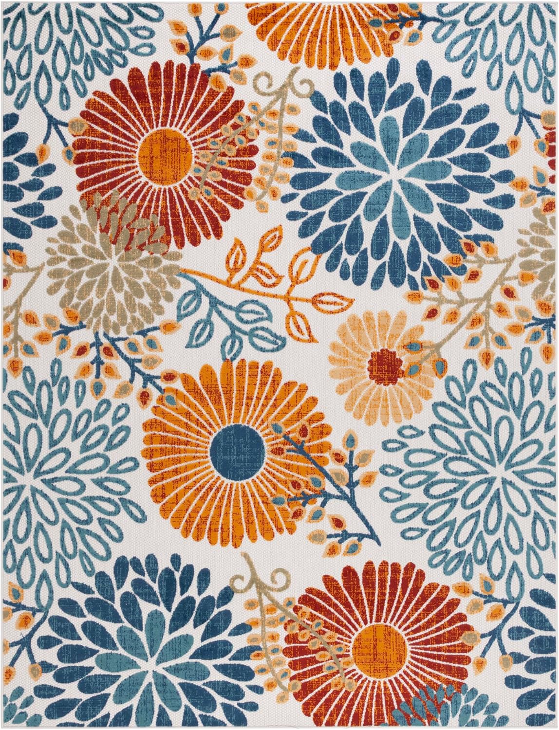 Transform Your Space with the SAFAVIEH Cabana Collection Washable Area Rug - 9' x 12', Cream & Red Floral Design, Perfect for Indoor and Outdoor Use!