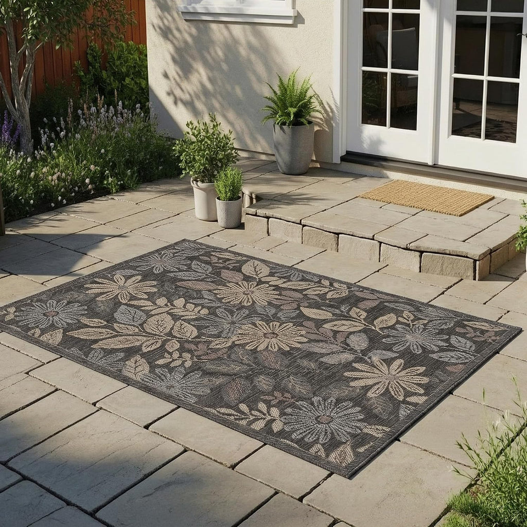 Elevate Your Space with the Thomasville Nomad Flatweave Area Rug - 5'3" x 7' Stain & UV Resistant Design for Indoor and Outdoor Use in Rich Brown
