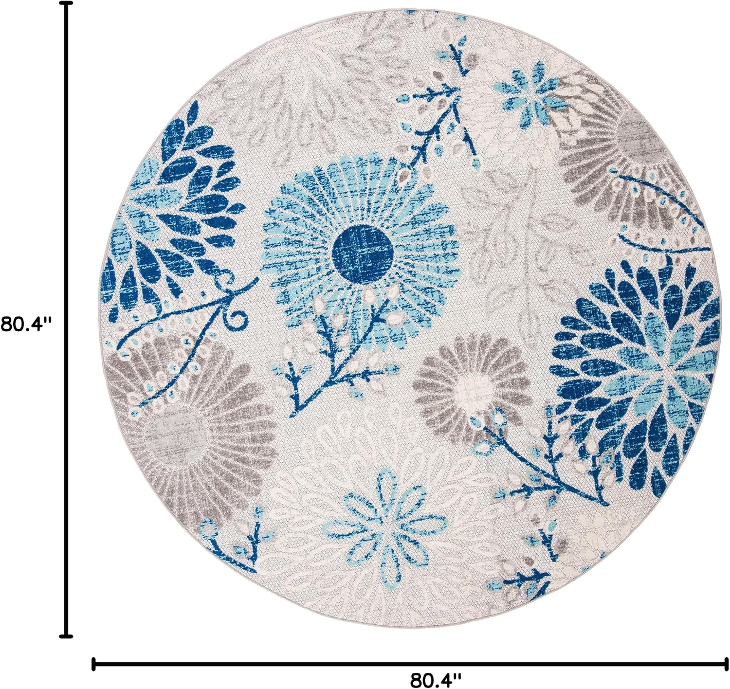 Transform Your Space with the SAFAVIEH 6'7" Round Washable Rug from the Cabana Collection - Stylish Grey & Blue Floral Design, Non-Shedding & Perfect for Indoor/Outdoor Use!