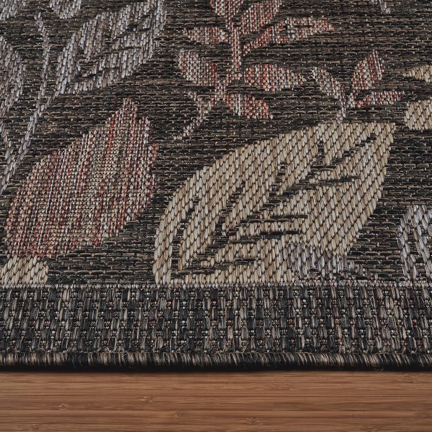 Elevate Your Space with the Thomasville Nomad Flatweave Area Rug - 5'3" x 7' Stain & UV Resistant Design for Indoor and Outdoor Use in Rich Brown