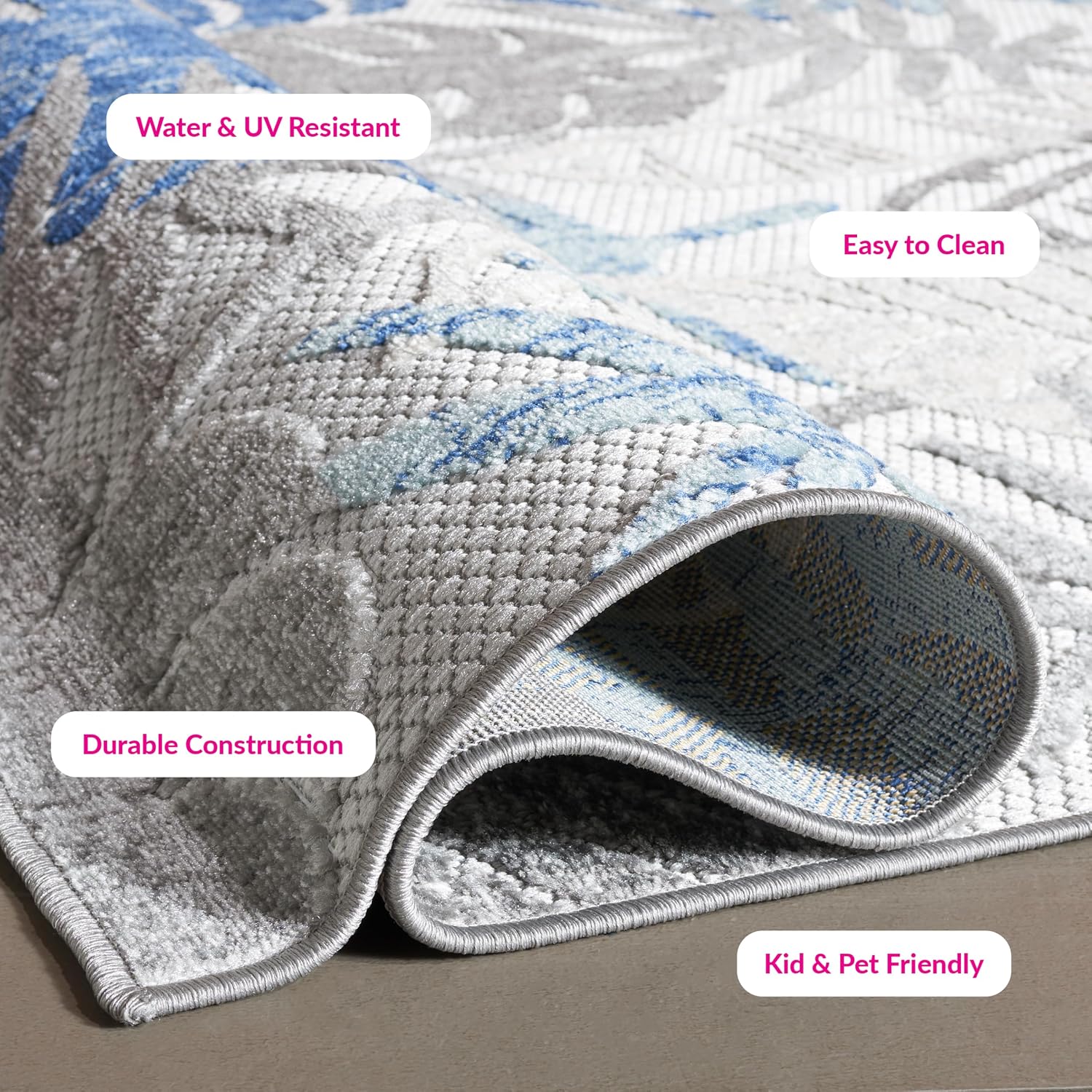 Transform Your Space with the SAFAVIEH Cabana Collection Washable Outdoor Rug - 5'3" x 7'6" in Stylish Grey & Blue - Perfect for Patios, Backyards, and More!