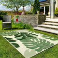 Transform Your Space with the Leaf Indoor Outdoor Area Rug – 5x7 Green Washable Accent for Living Room, Patio, and Dining Room