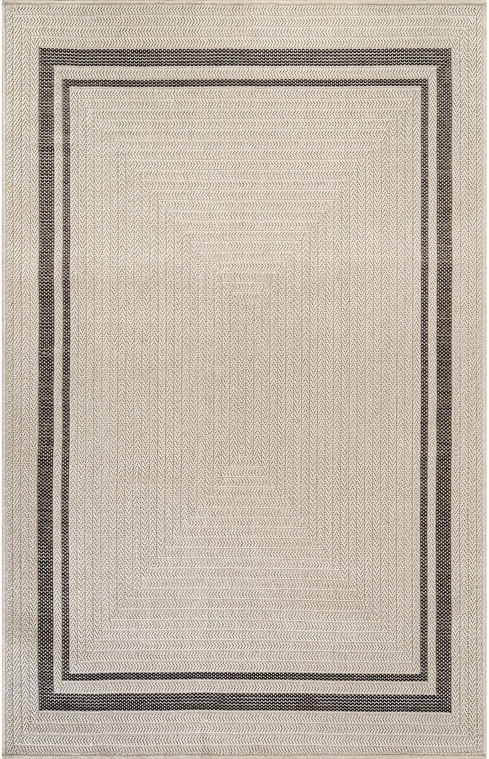 Stylish Easy Jute Bordered Rug 8' x 10' - Durable, Washable Indoor/Outdoor Area Rug for Living Room, Dining Room, Patio & Office - Stain Resistant & Non-Shedding