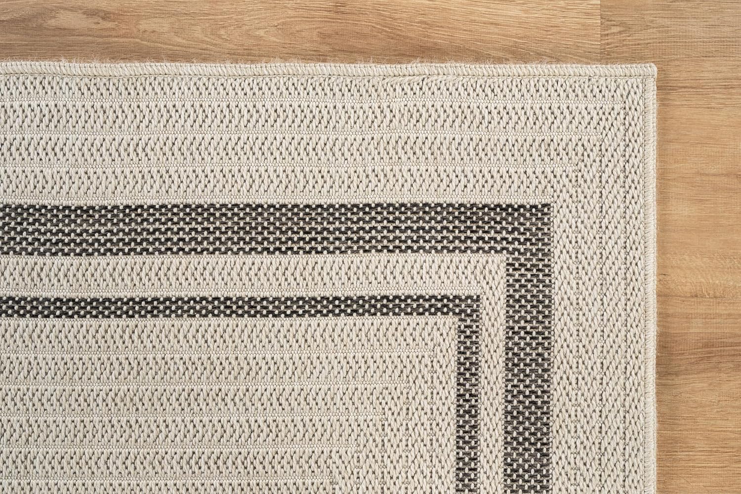 Stylish Easy Jute Bordered Rug 8' x 10' - Durable, Washable Indoor/Outdoor Area Rug for Living Room, Dining Room, Patio & Office - Stain Resistant & Non-Shedding