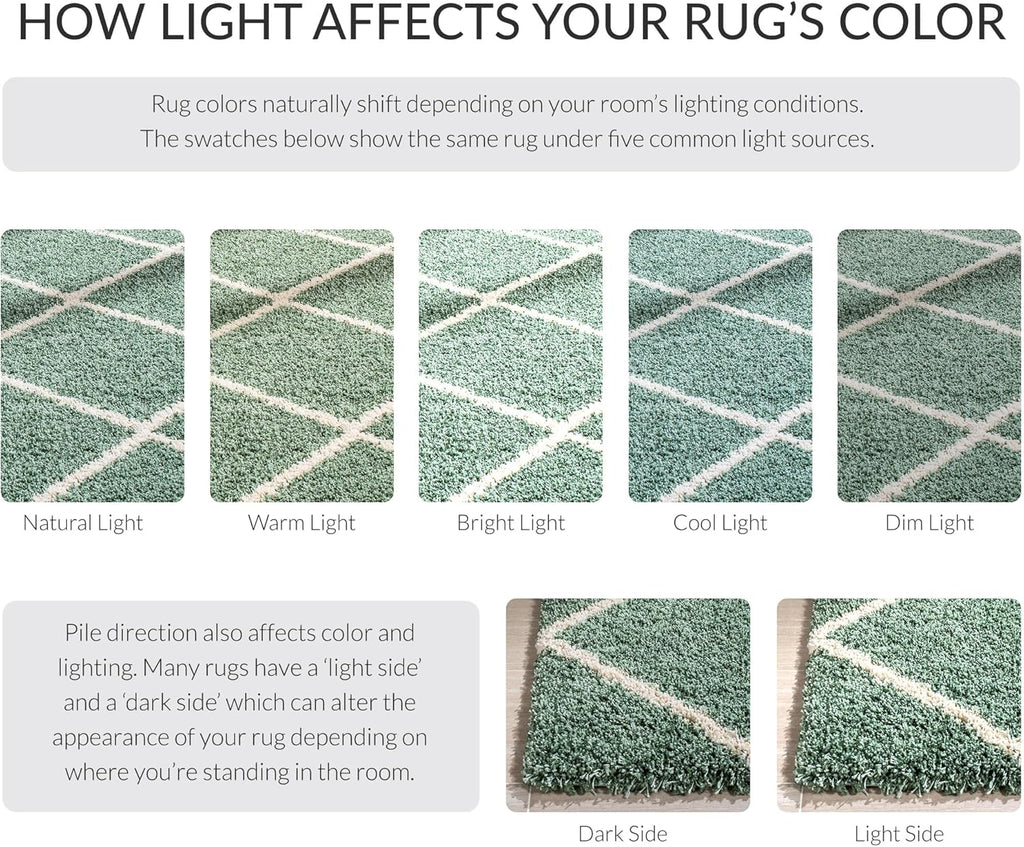 Transform Your Space with the Luxurious SAFAVIEH Hudson Shag Area Rug - 7' Square in Green & Ivory, Featuring a Modern Trellis Design, Non-Shedding Comfort, and 2-Inch Thick Plush Pile Perfect for High Traffic Areas!