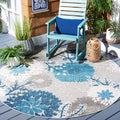 Transform Your Space with the SAFAVIEH 6'7" Round Washable Rug from the Cabana Collection - Stylish Grey & Blue Floral Design, Non-Shedding & Perfect for Indoor/Outdoor Use!