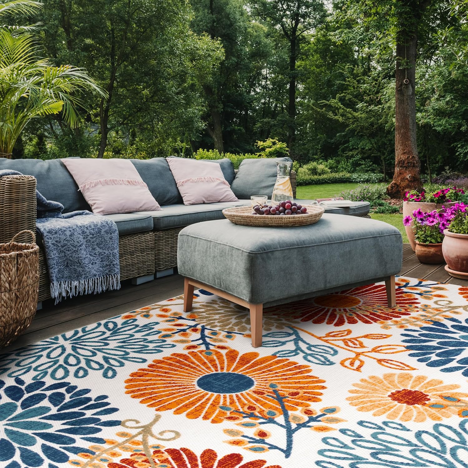 Transform Your Space with the SAFAVIEH Cabana Collection Washable Area Rug - 9' x 12', Cream & Red Floral Design, Perfect for Indoor and Outdoor Use!