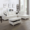Stylish White L-Shaped Convertible Sectional Sofa for Small Spaces - Perfect for Modern Living Rooms