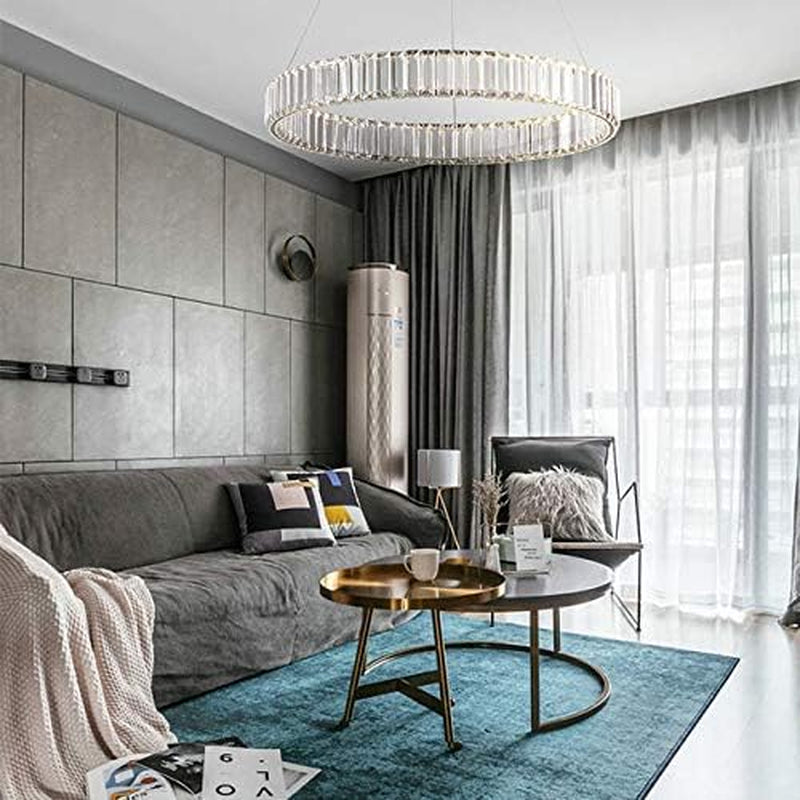 Stunning Modern Gold Crystal Chandelier - Dimmable 24" Round Pendant Light with Remote Control for Elegant Living Spaces