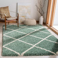 Transform Your Space with the Luxurious SAFAVIEH Hudson Shag Area Rug - 7' Square in Green & Ivory, Featuring a Modern Trellis Design, Non-Shedding Comfort, and 2-Inch Thick Plush Pile Perfect for High Traffic Areas!