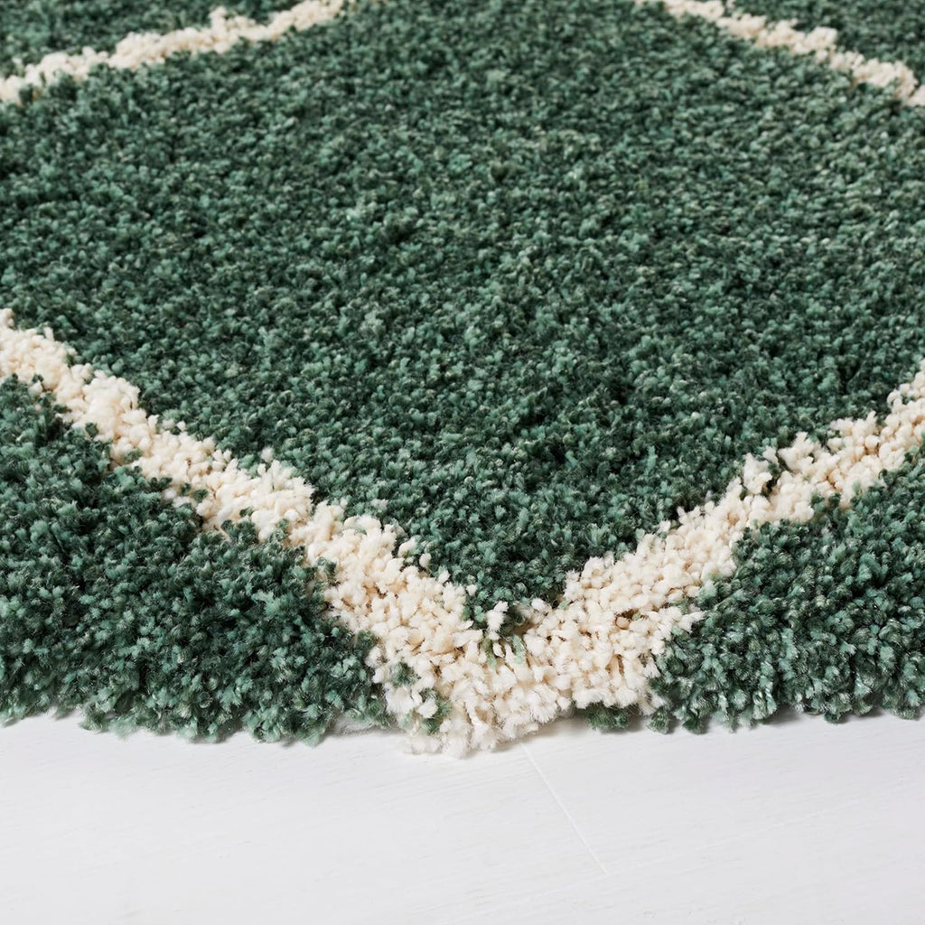 Transform Your Space with the Luxurious SAFAVIEH Hudson Shag Area Rug - 7' Square in Green & Ivory, Featuring a Modern Trellis Design, Non-Shedding Comfort, and 2-Inch Thick Plush Pile Perfect for High Traffic Areas!