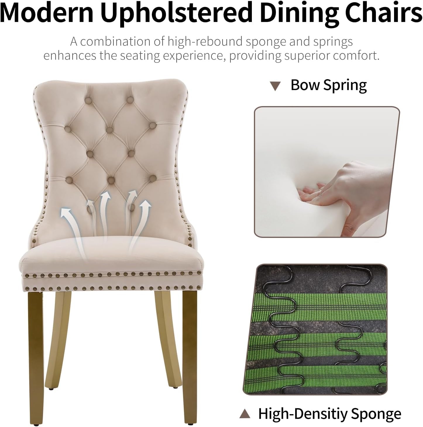 Elevate Your Dining Experience with Our Luxurious Beige Velvet Dining Chairs Set of 4 – Stylish Upholstered Design with Golden Wooden Legs and Elegant Lion Head Pulls