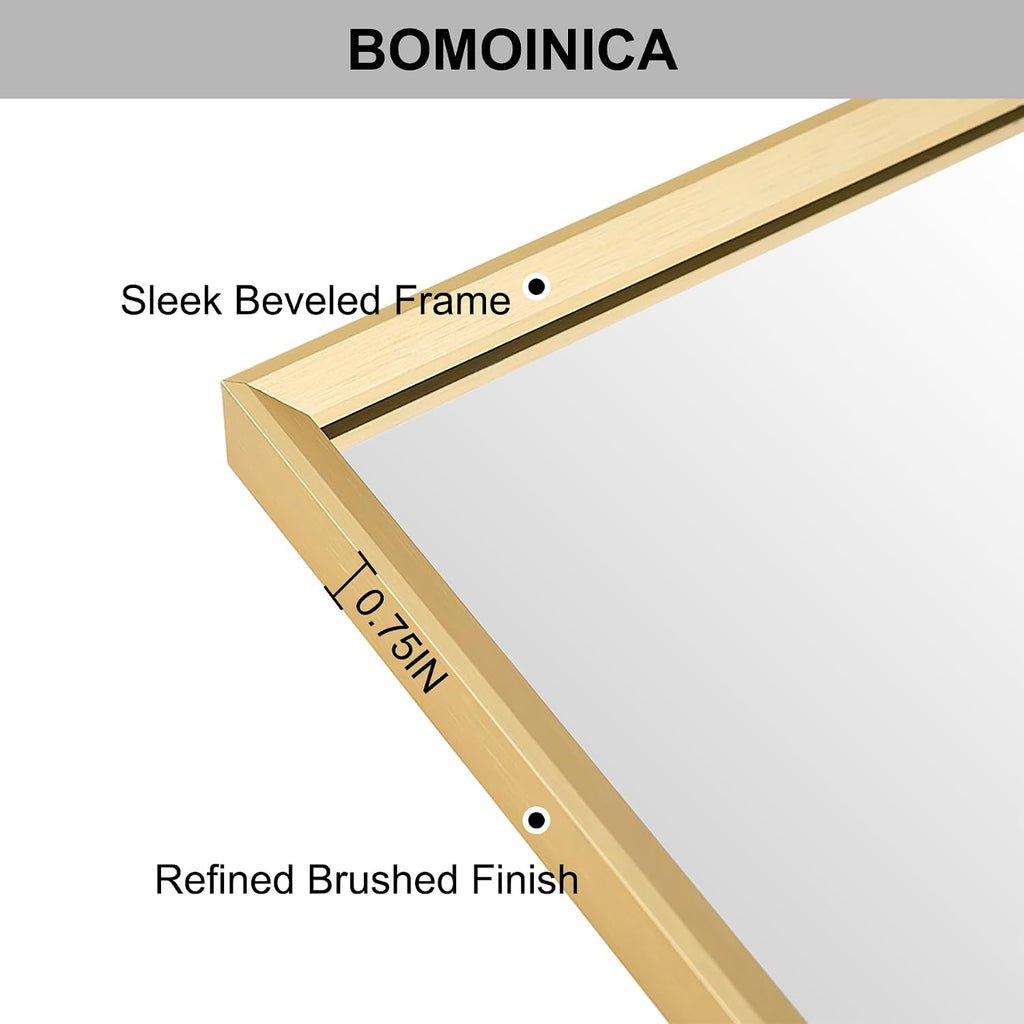 Transform Your Bathroom with the Elegant Brushed Gold Beveled Mirror - Perfectly Framed for Stylish Wall Mounting