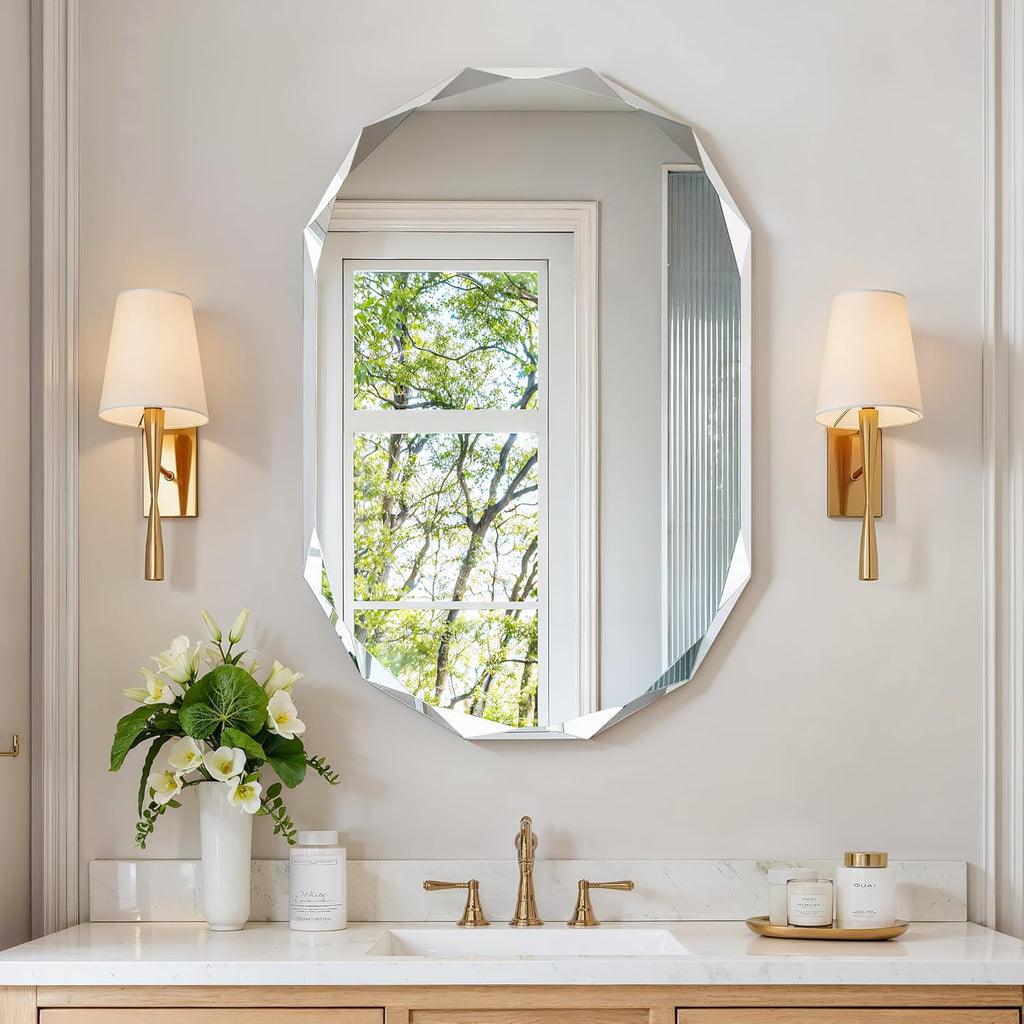 Elevate Your Space with the 36"x24" Frameless Oval Bathroom Mirror - Diamond-Beveled Elegance for Any Room