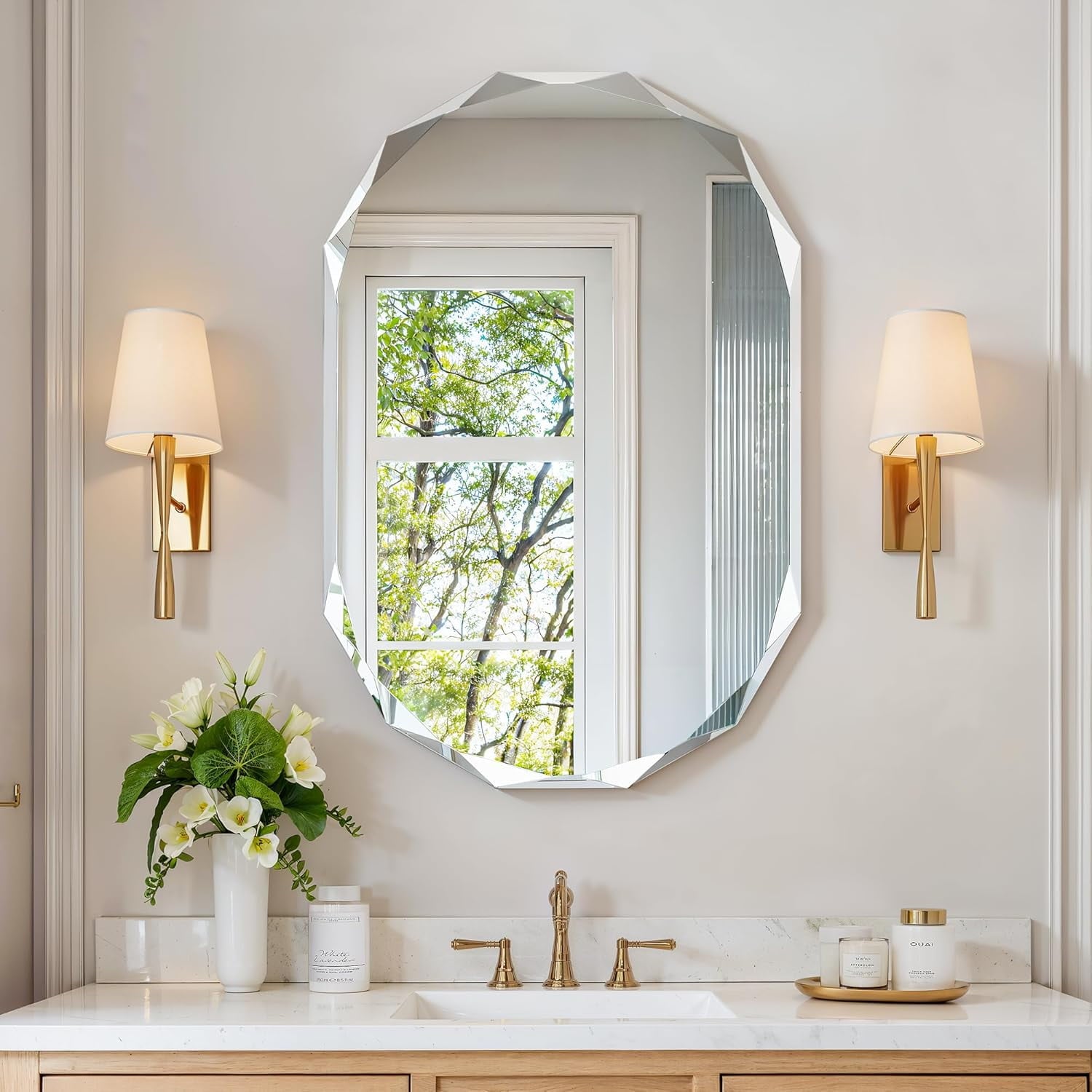 Elevate Your Space with the 36"x24" Frameless Oval Bathroom Mirror - Diamond-Beveled Elegance for Any Room