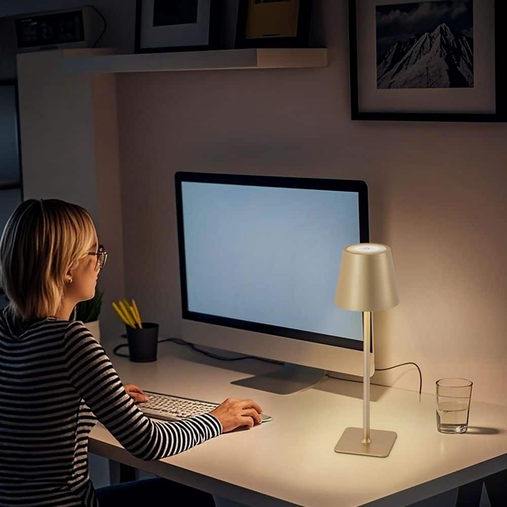 Illuminate Your Space with the 4-Pack Gold LED Cordless Table Lamps - Versatile 3CCT Dimmable Design for Any Room