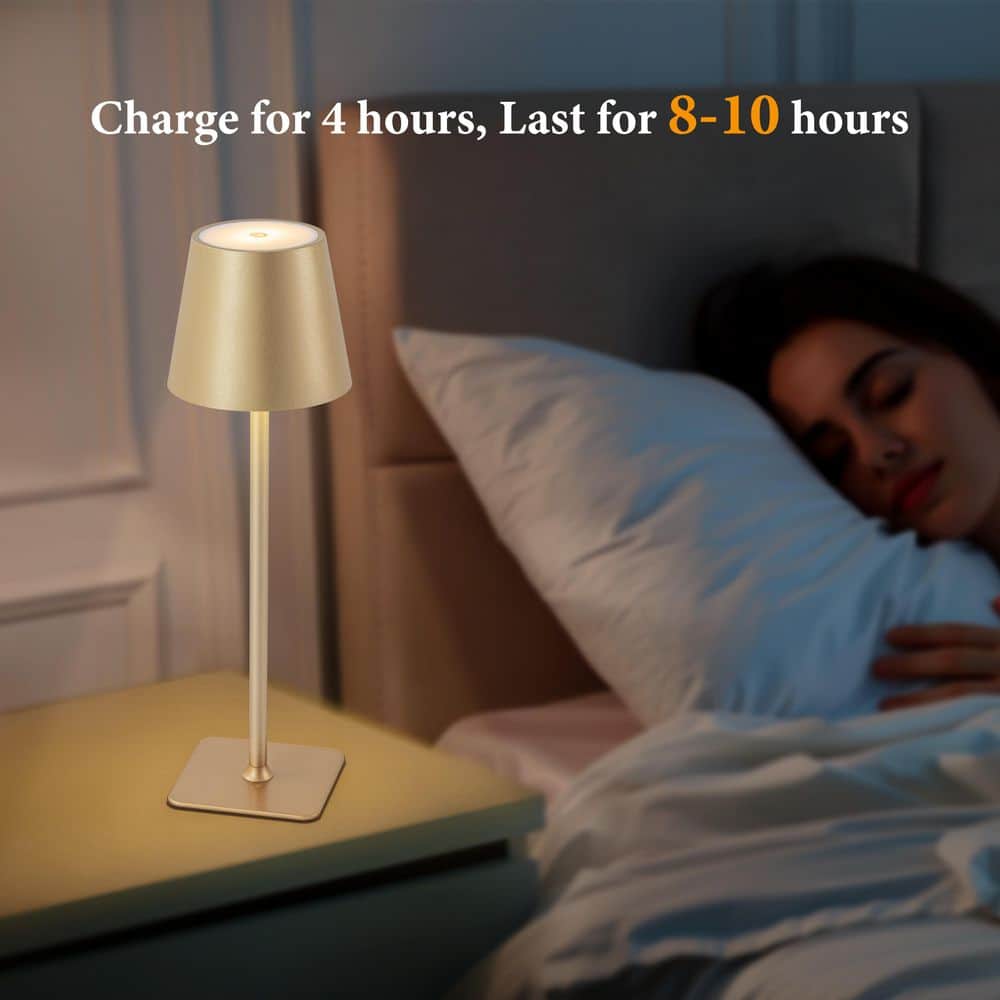 Illuminate Your Space with the 4-Pack Gold LED Cordless Table Lamps - Versatile 3CCT Dimmable Design for Any Room