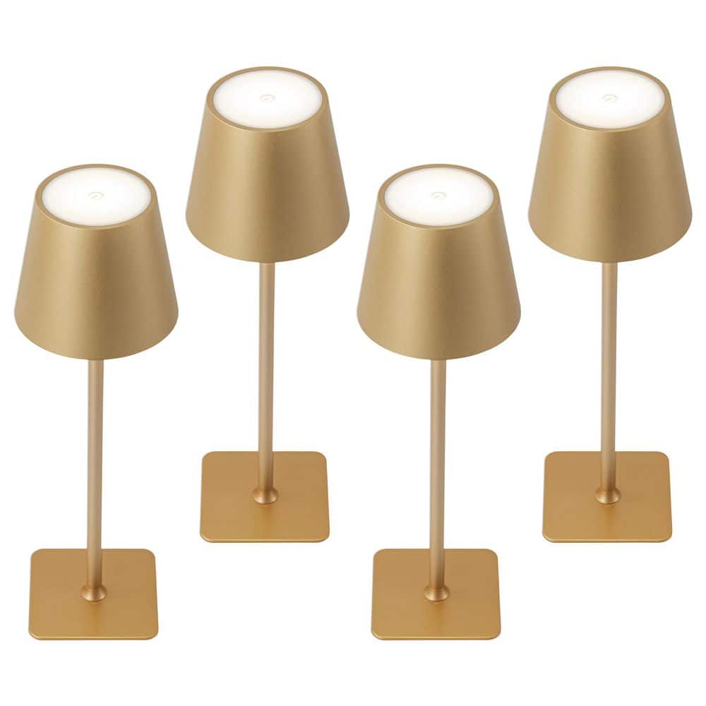Illuminate Your Space with the 4-Pack Gold LED Cordless Table Lamps - Versatile 3CCT Dimmable Design for Any Room