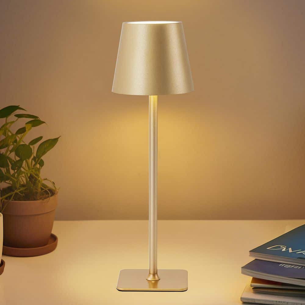 Illuminate Your Space with the 4-Pack Gold LED Cordless Table Lamps - Versatile 3CCT Dimmable Design for Any Room